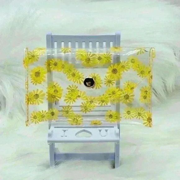 Yellow Florals Clear Card Case Wallet - Picture 1 of 5